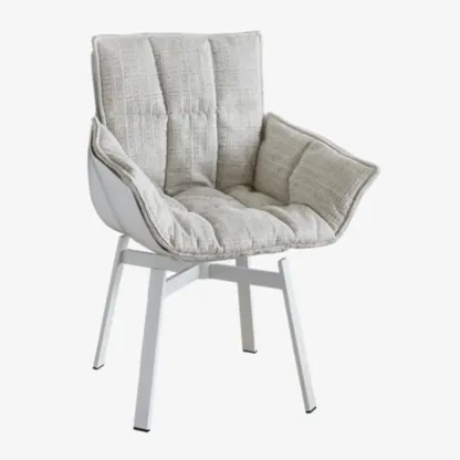 Swivel Modern Faux Leather Armrest Dining Chair Low Bak Image - 8