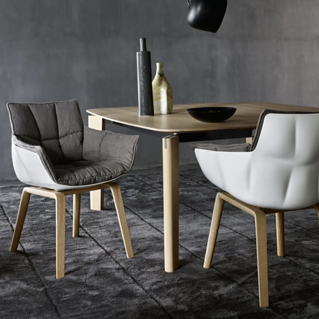 Swivel Modern Faux Leather Armrest Dining Chair Low Bak Image - 3 | homeyfad