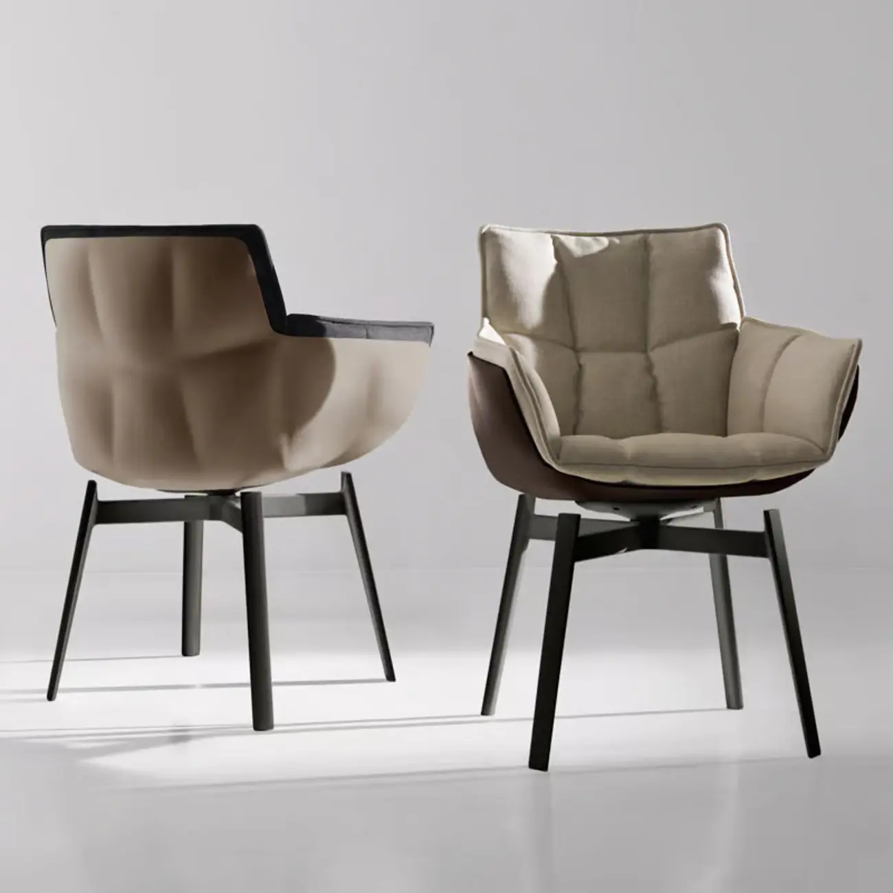 Swivel Modern Faux Leather Armrest Dining Chair Low Bak Image - 2 | homeyfad