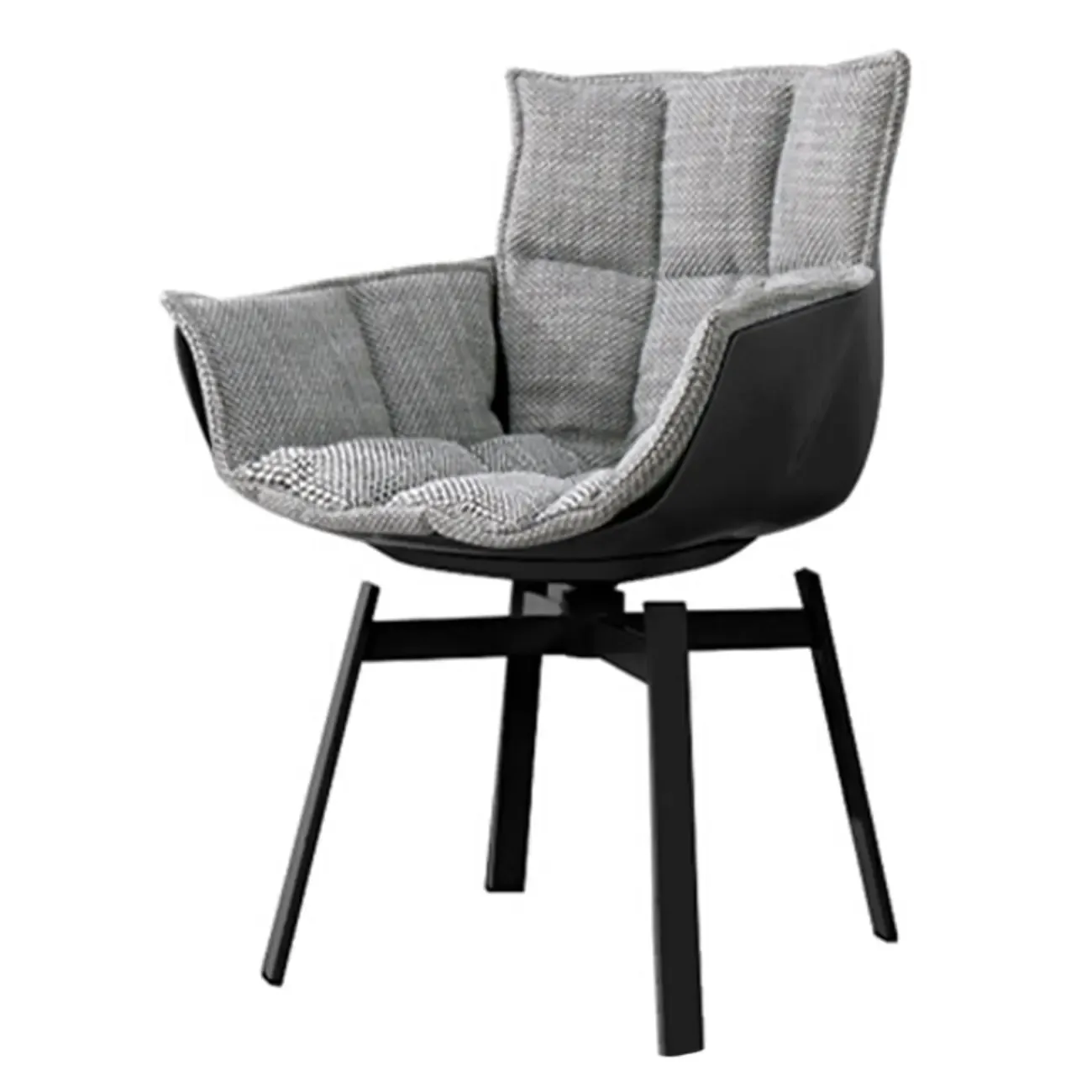 Swivel Modern Faux Leather Armrest Dining Chair Low Bak Image - 10