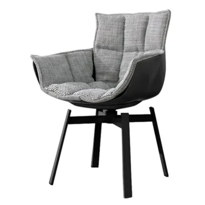 Swivel Modern Faux Leather Armrest Dining Chair Low Bak Image - 10