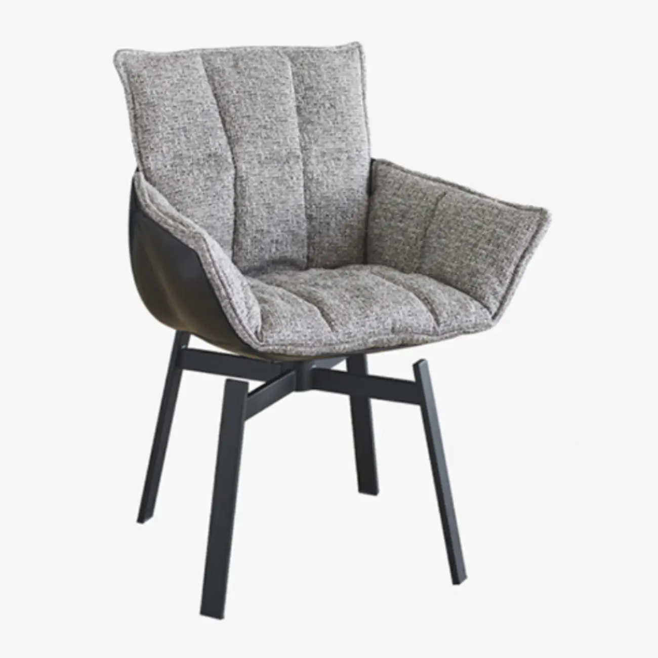 Swivel Modern Faux Leather Armrest Dining Chair Low Bak Image - 14 | homeyfad