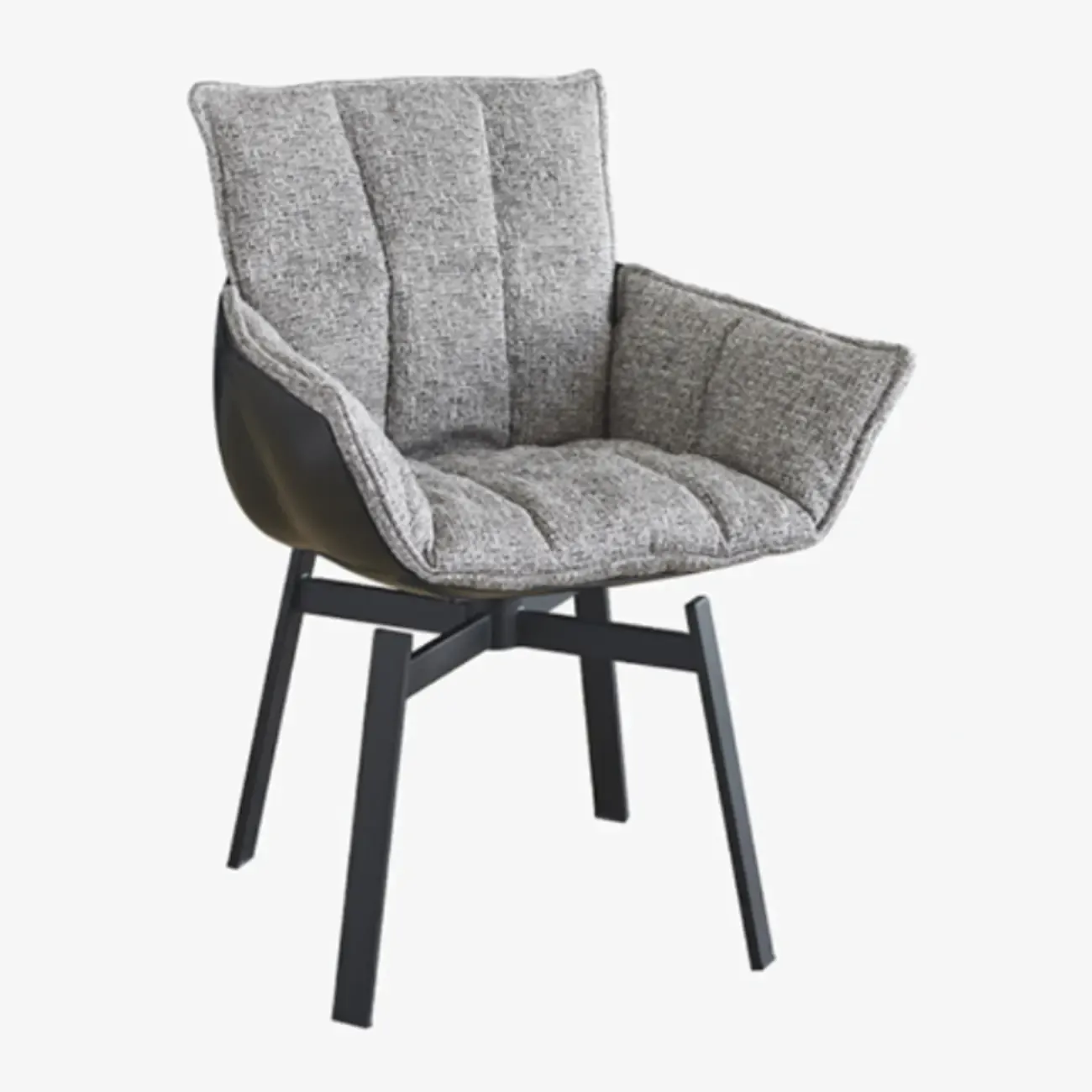 Swivel Modern Faux Leather Armrest Dining Chair Low Bak Image - 14