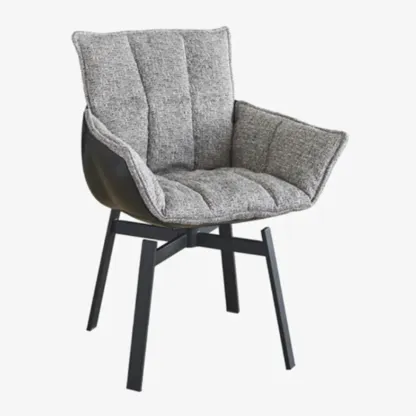 Swivel Modern Faux Leather Armrest Dining Chair Low Bak Image - 14