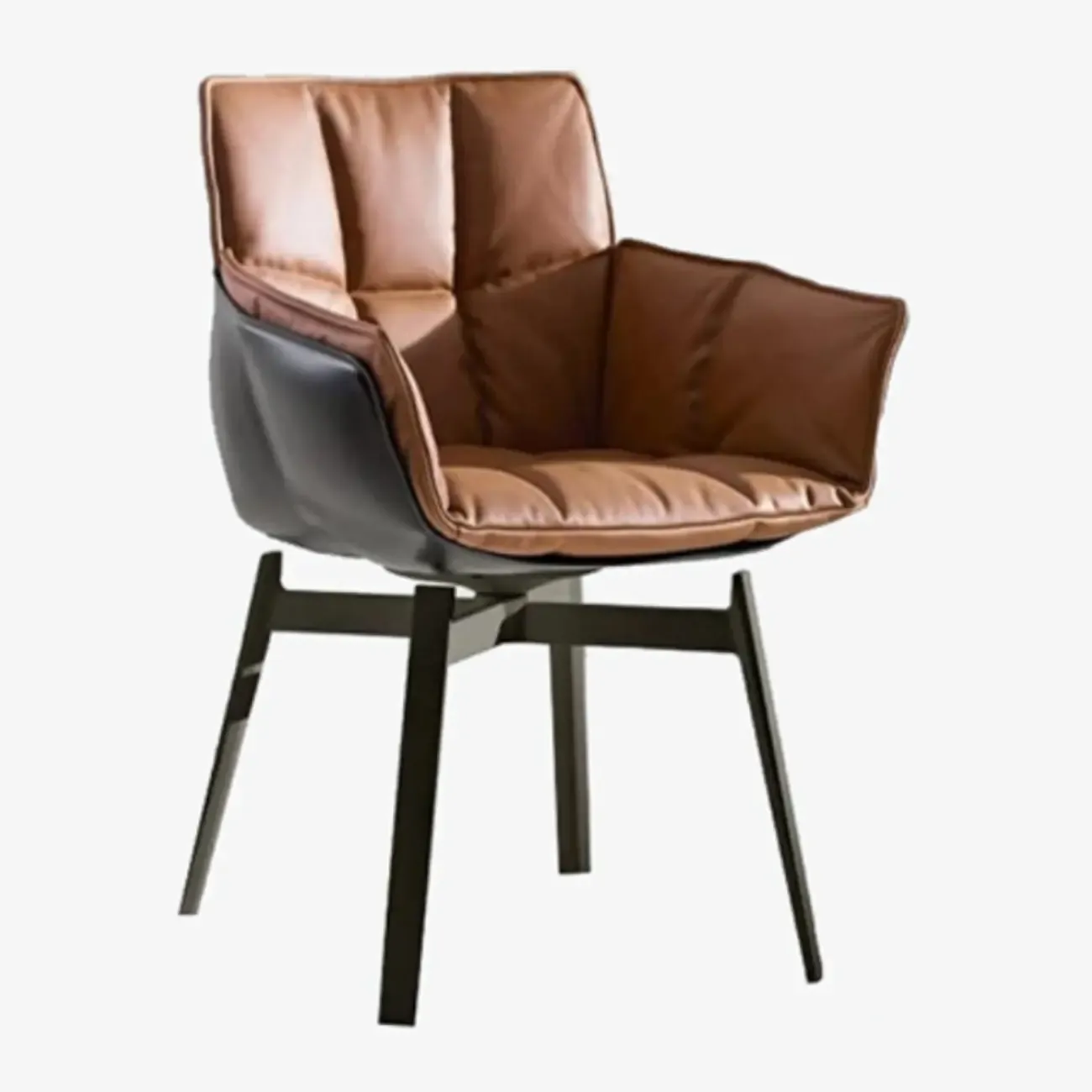 Swivel Modern Faux Leather Armrest Dining Chair Low Bak Image - 4