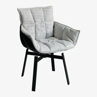 Swivel Modern Faux Leather Armrest Dining Chair Low Bak Image - 15