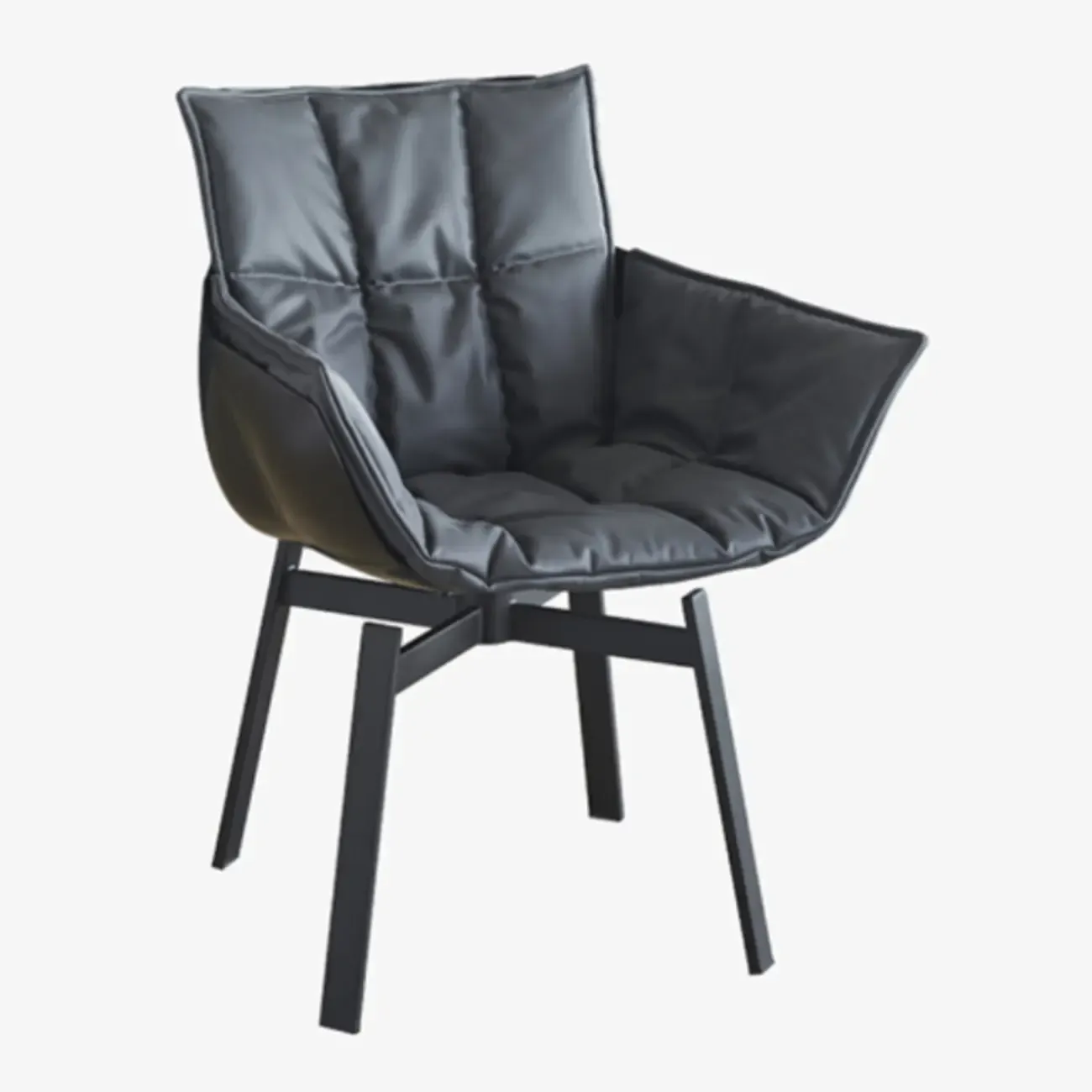 Swivel Modern Faux Leather Armrest Dining Chair Low Bak Image - 16