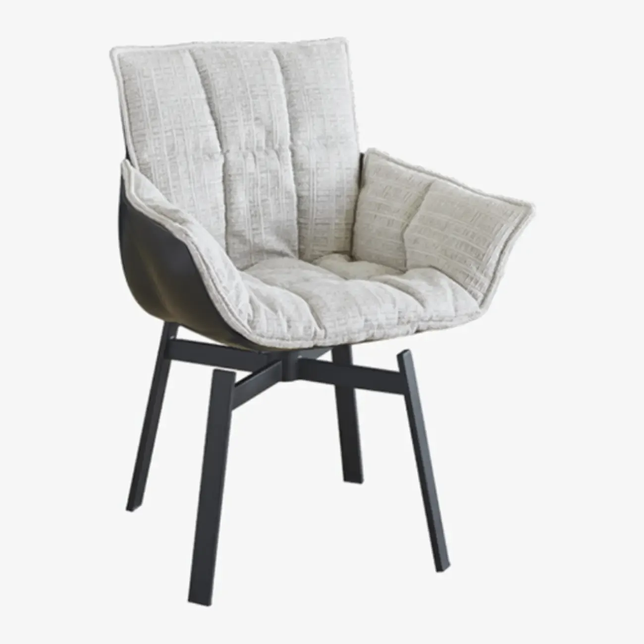 Swivel Modern Faux Leather Armrest Dining Chair Low Bak Image - 17