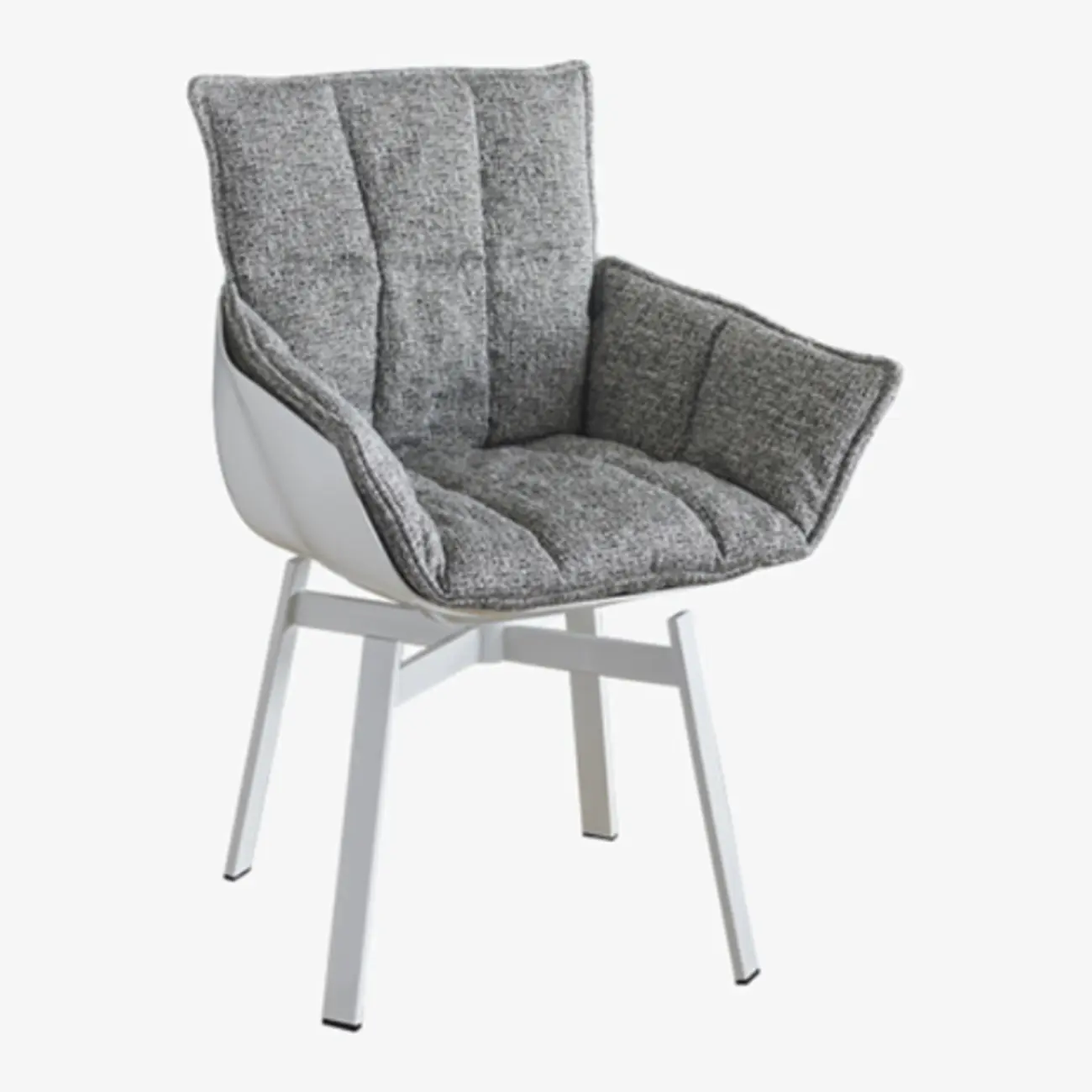 Swivel Modern Faux Leather Armrest Dining Chair Low Bak Image - 18 | homeyfad