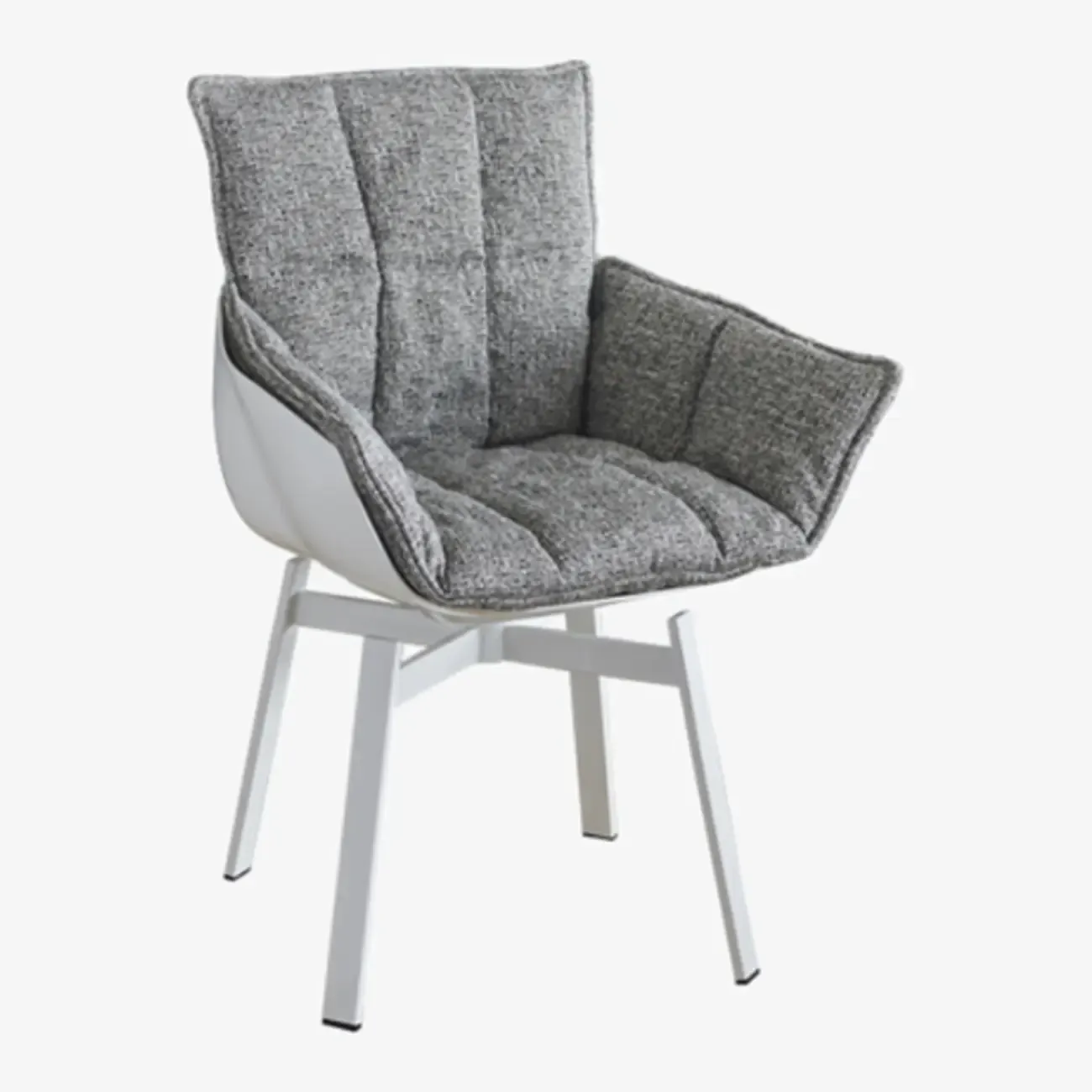 Swivel Modern Faux Leather Armrest Dining Chair Low Bak Image - 18