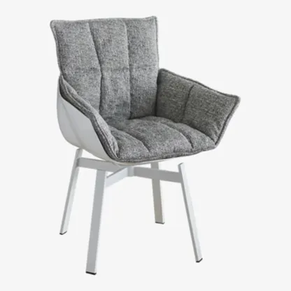 Swivel Modern Faux Leather Armrest Dining Chair Low Bak Image - 18