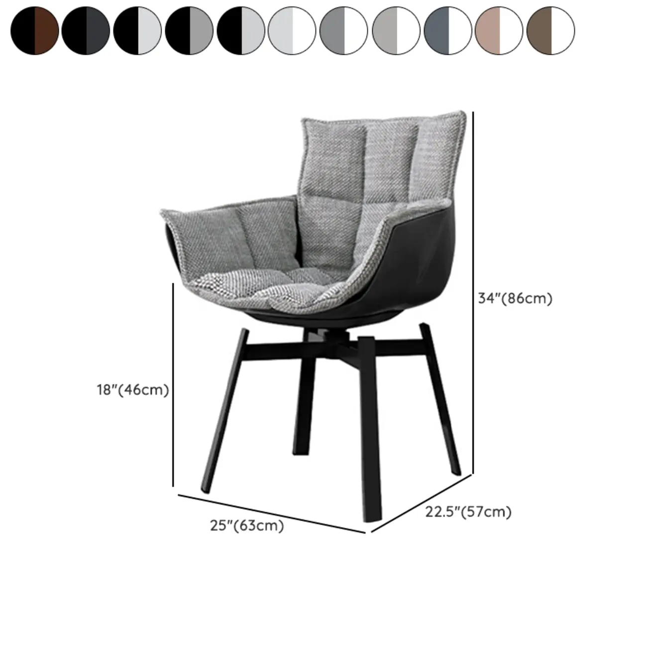 Swivel Modern Faux Leather Armrest Dining Chair Low Bak #size | homeyfad