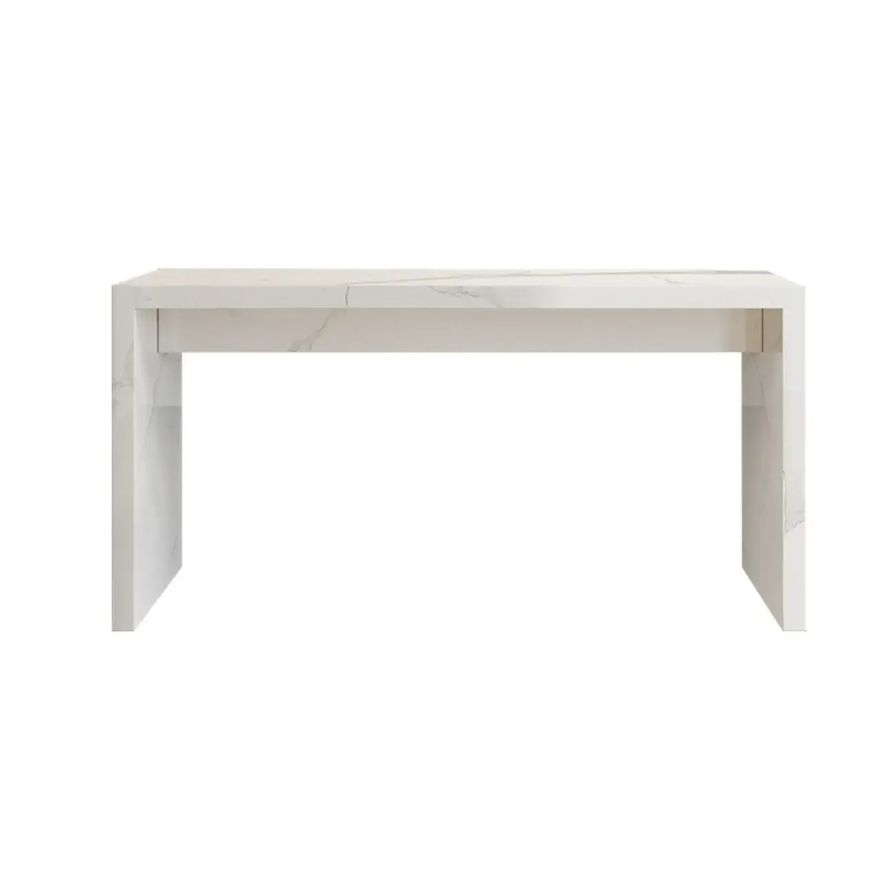 Minimalist Rectangular Off-White Marble Bar Tables Image - 5