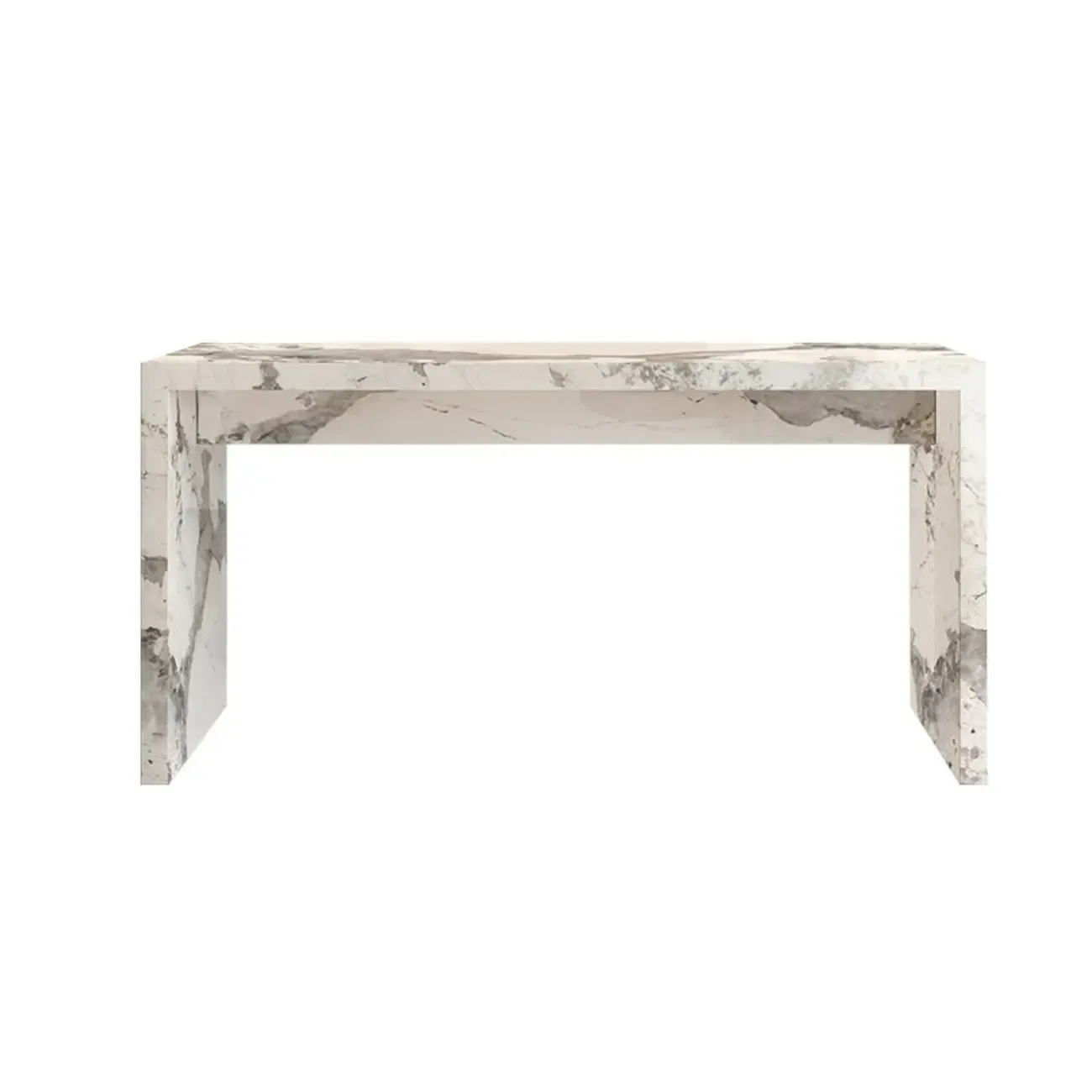 Minimalist Rectangular Off-White Marble Bar Tables Image - 7