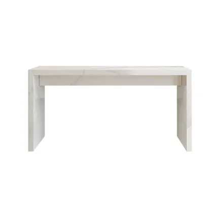 Minimalist Rectangular Off-White Marble Bar Tables Image - 9