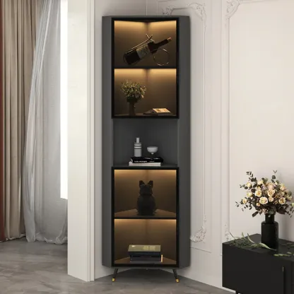 Modern Glam White-Gold Wood Glass Display Cabinet Image - 7