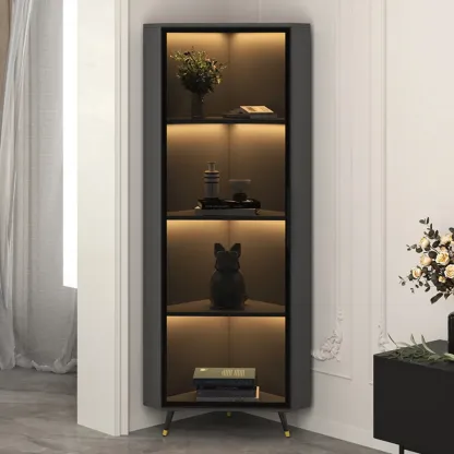 Modern Glam White-Gold Wood Glass Display Cabinet Image - 14