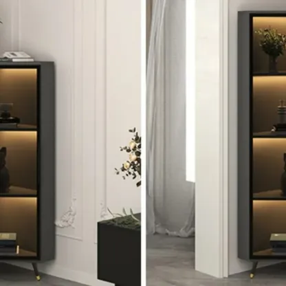 Modern Glam White-Gold Wood Glass Display Cabinet Image - 19