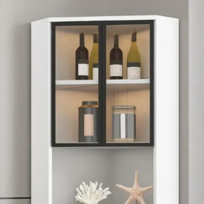 Modern Glam White-Gold Wood Glass Display Cabinet Image - 23