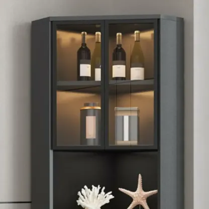 Modern Glam White-Gold Wood Glass Display Cabinet Image - 25