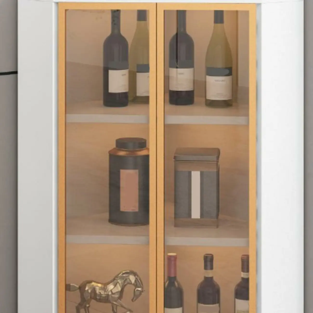 Modern Glam White-Gold Wood Glass Display Cabinet Image - 29 | homeyfad