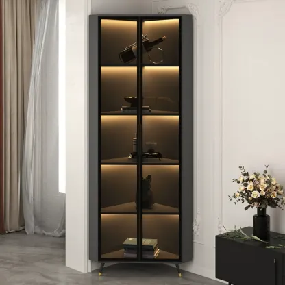 Modern Glam White-Gold Wood Glass Display Cabinet Image - 30