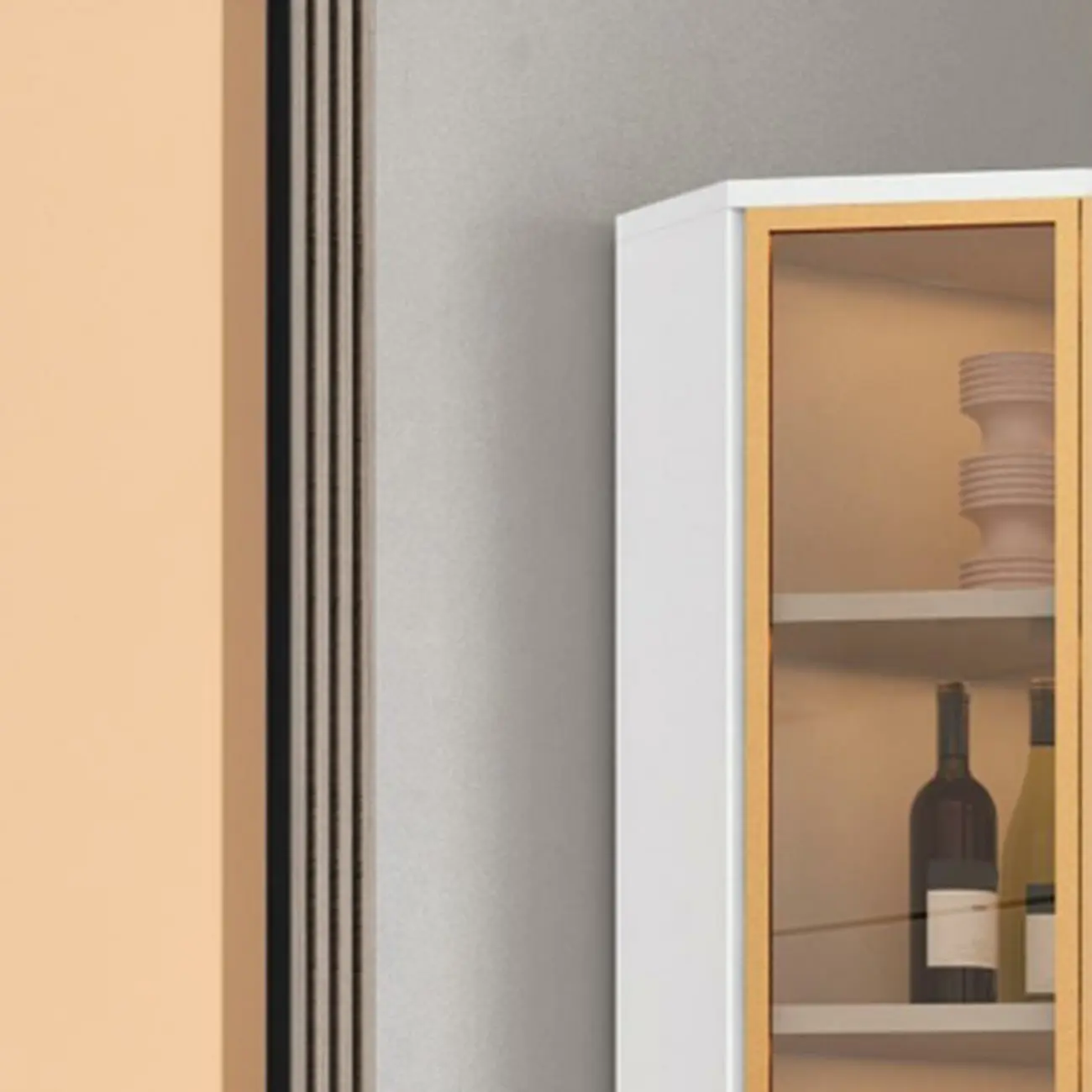 Modern Glam White-Gold Wood Glass Display Cabinet Image - 32 | homeyfad