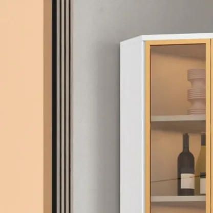 Modern Glam White-Gold Wood Glass Display Cabinet Image - 32