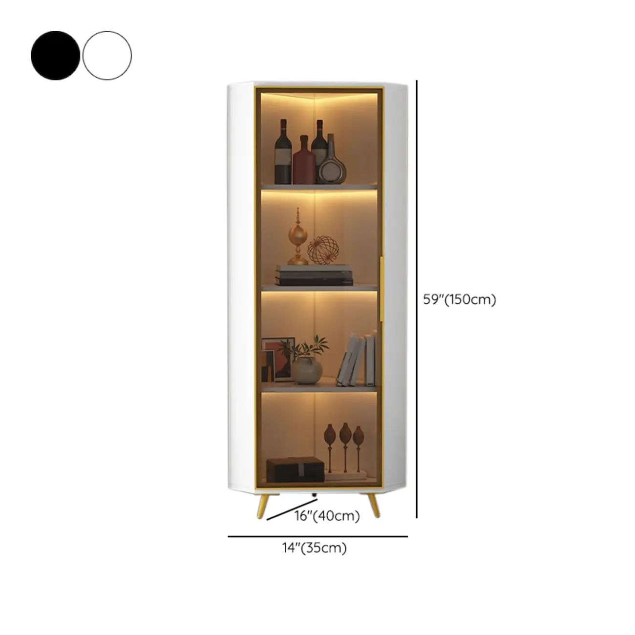 Modern Glam White-Gold Wood Glass Display Cabinet #size | homeyfad