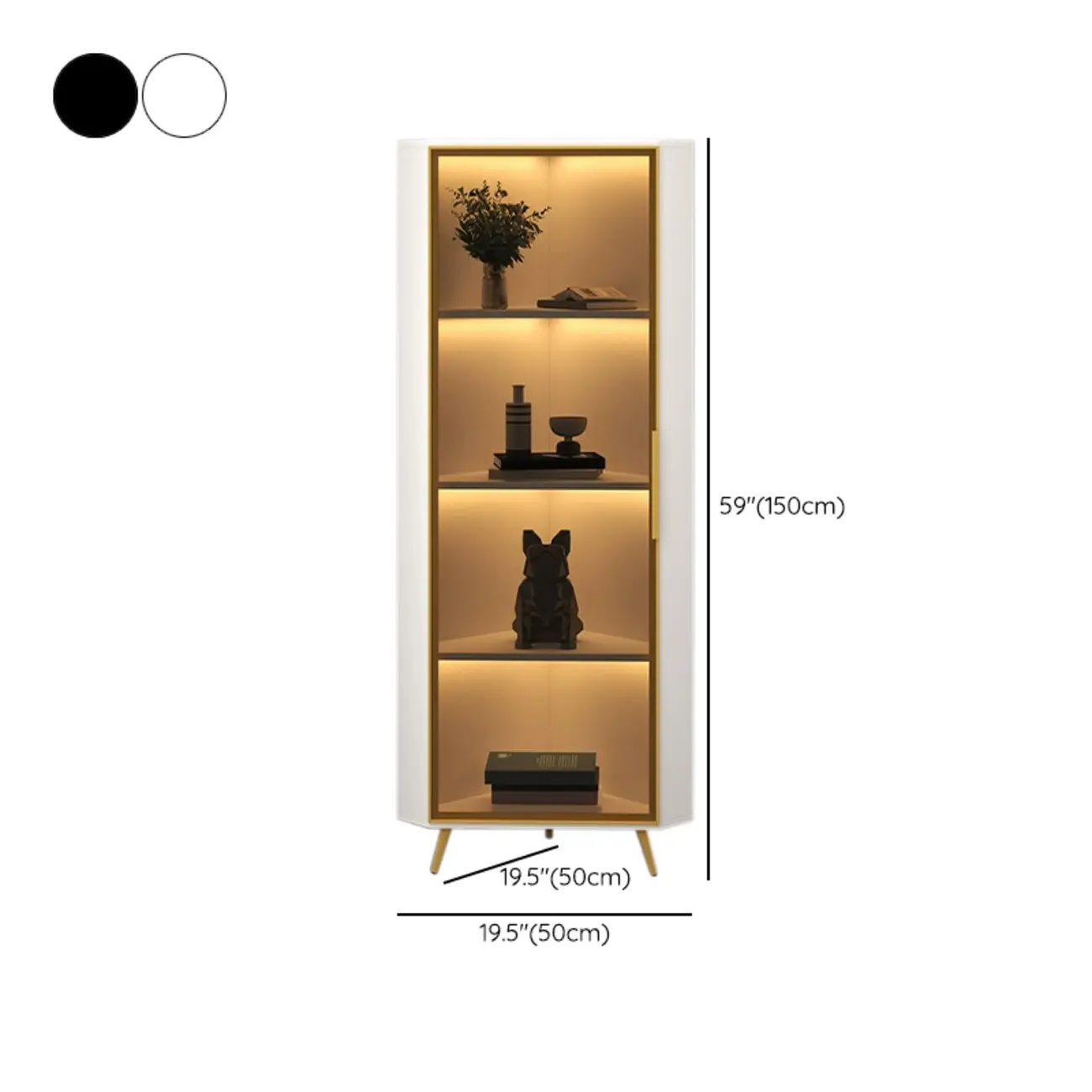 Modern Glam White-Gold Wood Glass Display Cabinet Image - 40 | homeyfad