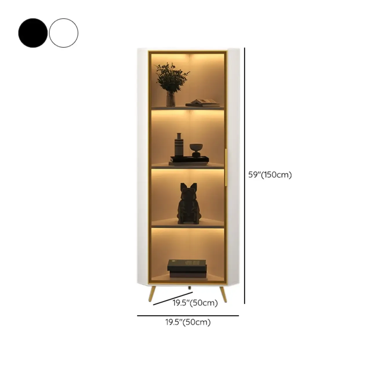 Modern Glam White-Gold Wood Glass Display Cabinet Image - 40
