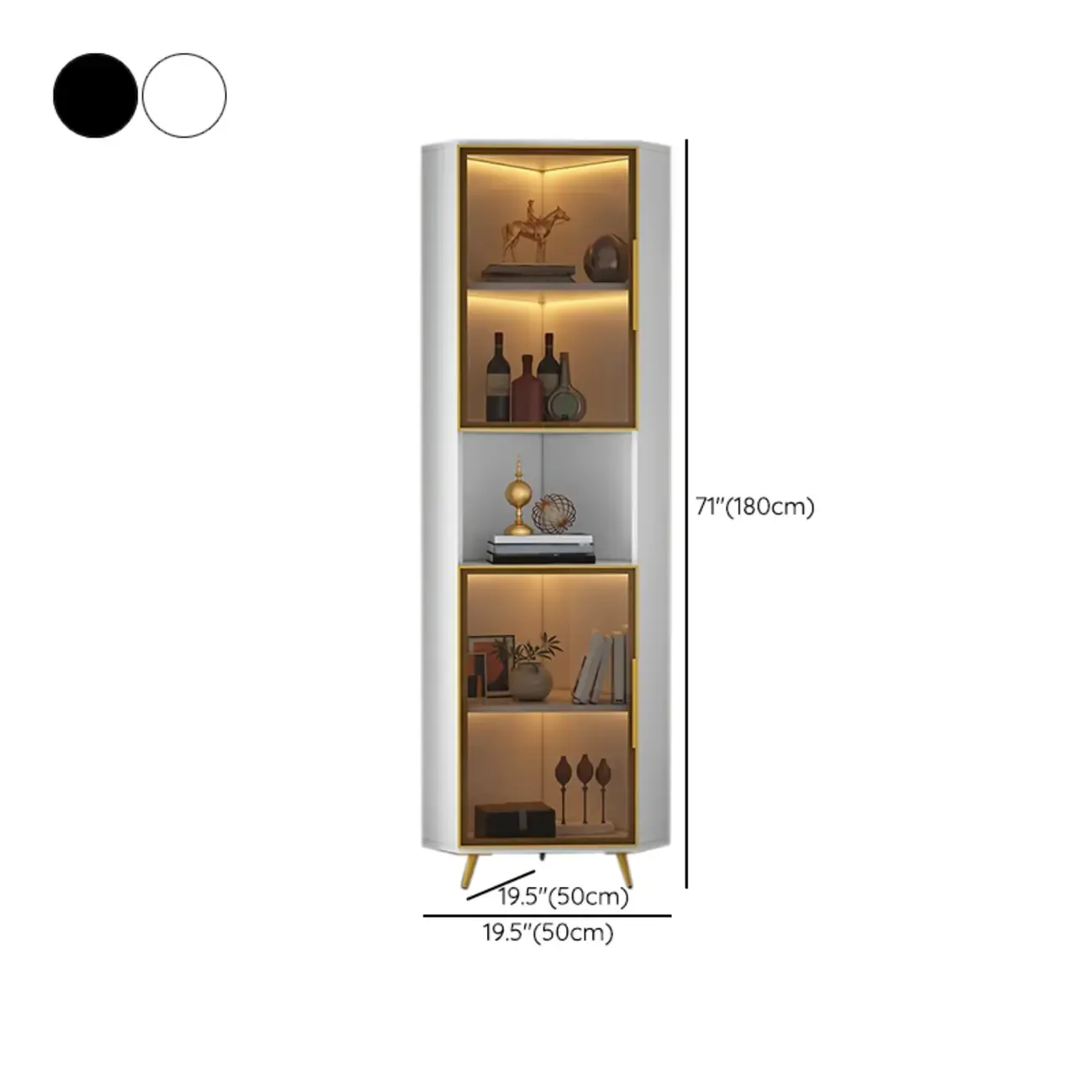 Modern Glam White-Gold Wood Glass Display Cabinet Image - 41
