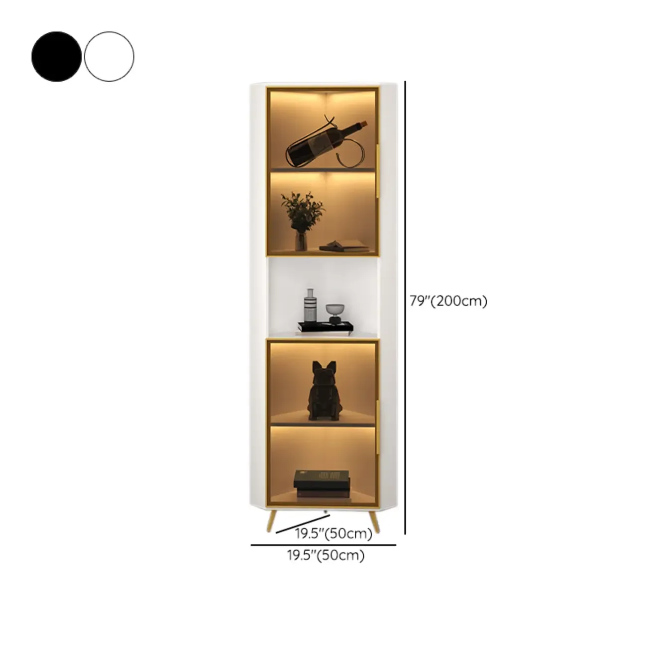 Modern Glam White-Gold Wood Glass Display Cabinet Image - 42