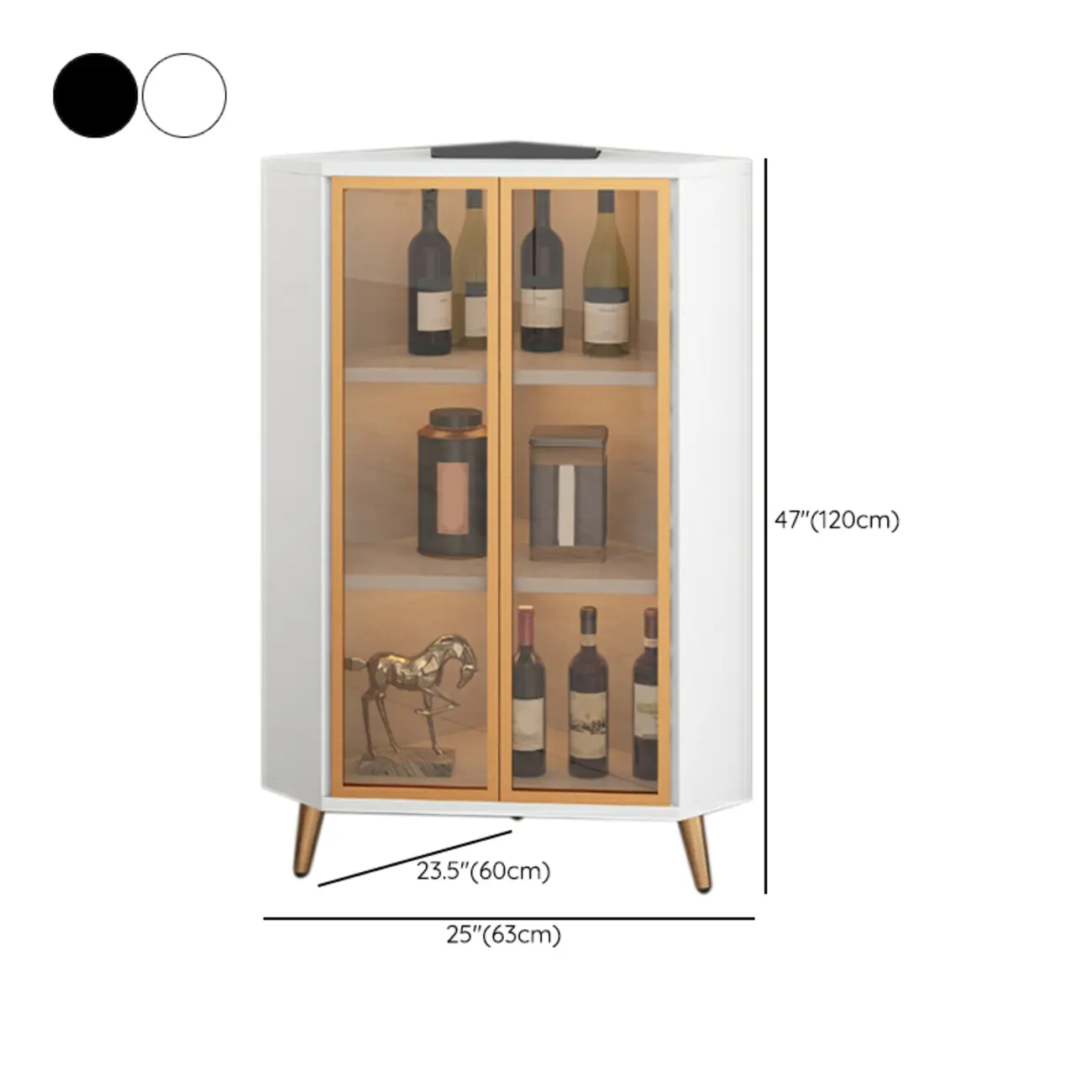 Modern Glam White-Gold Wood Glass Display Cabinet Image - 43 | homeyfad