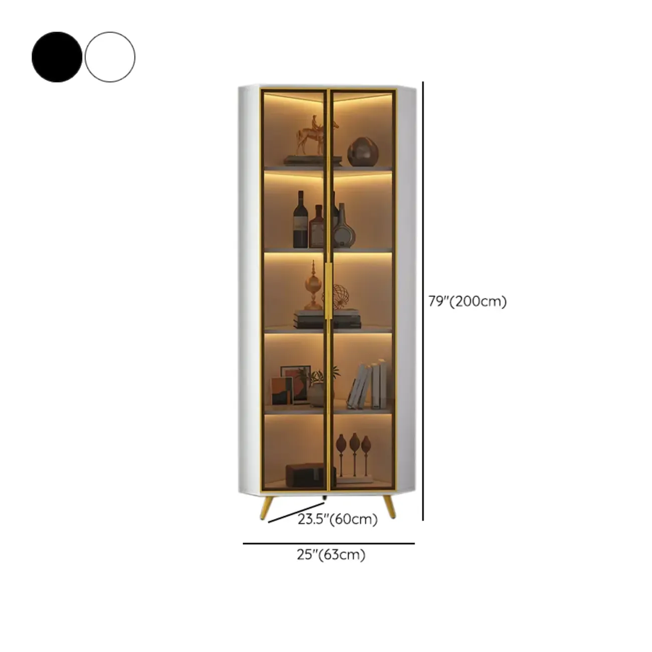 Modern Glam White-Gold Wood Glass Display Cabinet Image - 44