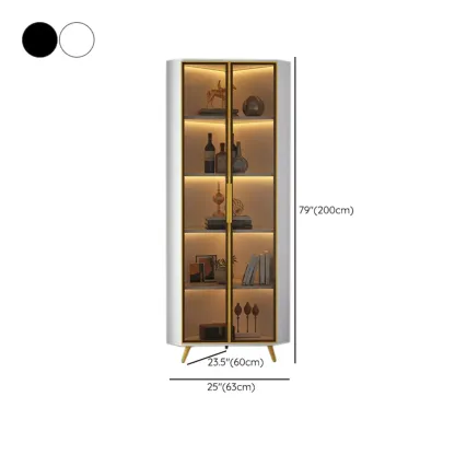 Modern Glam White-Gold Wood Glass Display Cabinet Image - 44