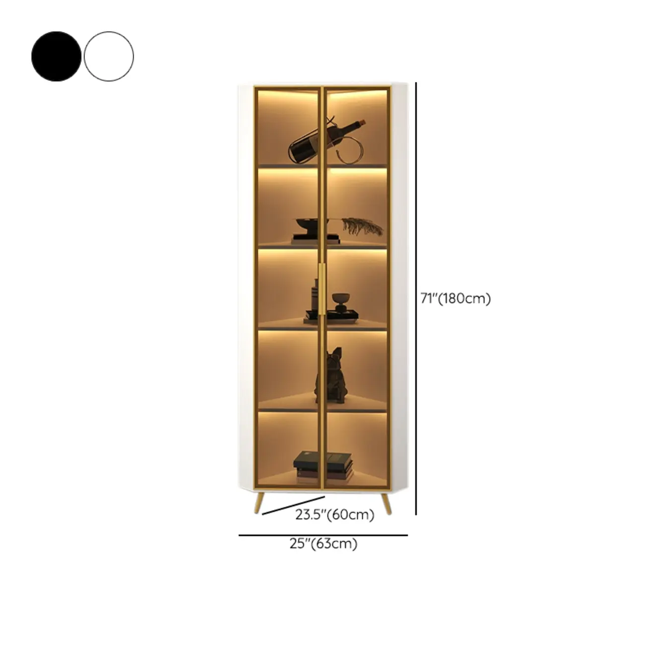 Modern Glam White-Gold Wood Glass Display Cabinet Image - 45 | homeyfad