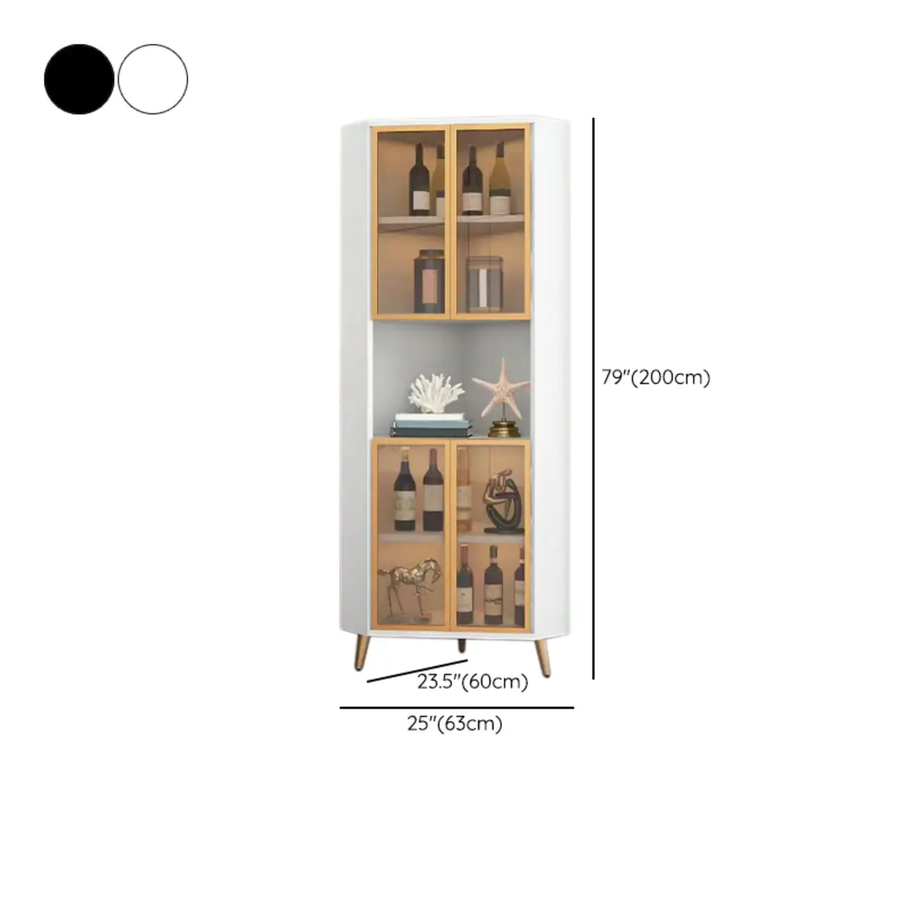 Modern Glam White-Gold Wood Glass Display Cabinet Image - 46