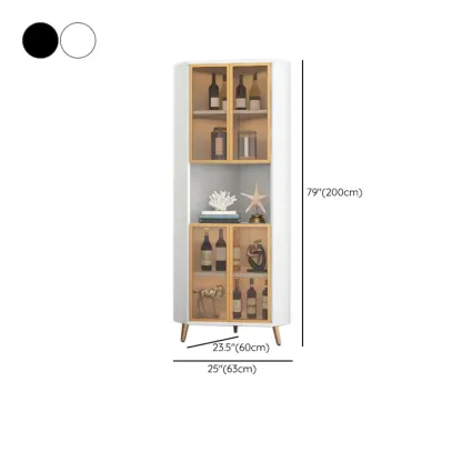 Modern Glam White-Gold Wood Glass Display Cabinet Image - 46