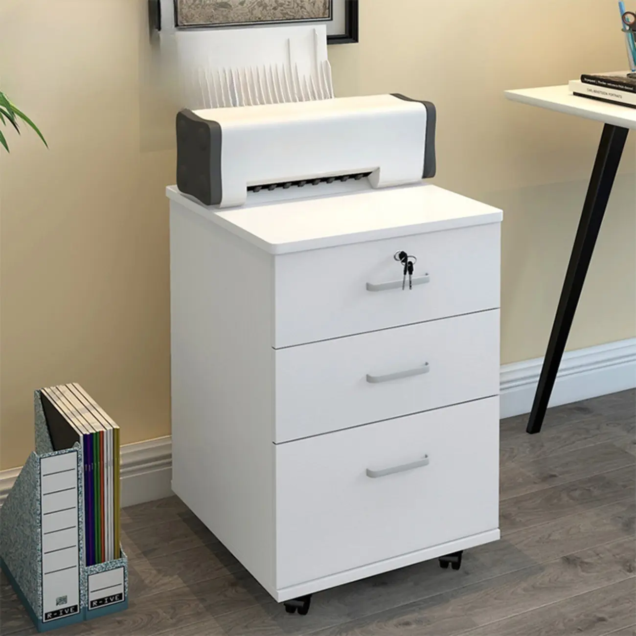 Contemporary Wooden Mobile Filing Cabinet with Lock for Office Image - 5 | homeyfad