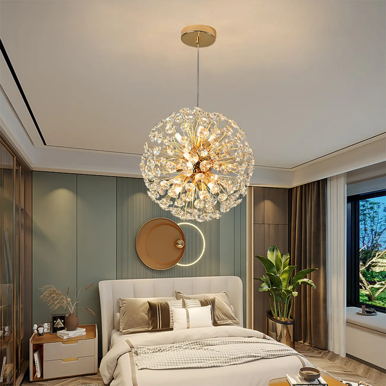 Gold Crystal Spherical Glass Modern Chandelier Light Image - 2 | homeyfad