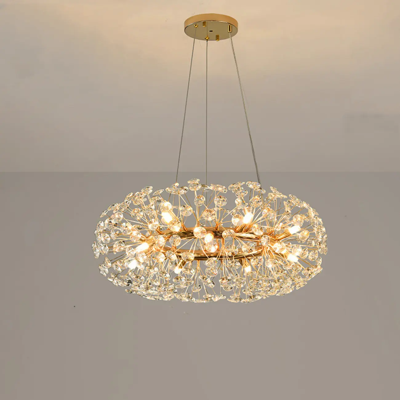 Gold Crystal Spherical Glass Modern Chandelier Light Image - 6 | homeyfad