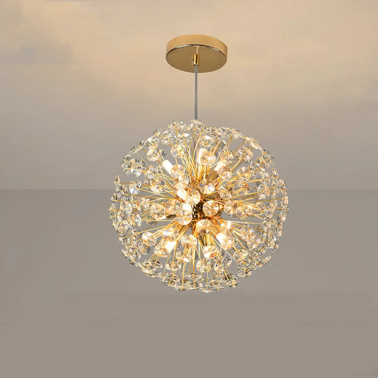 Gold Crystal Spherical Glass Modern Chandelier Light Image - 3 | homeyfad