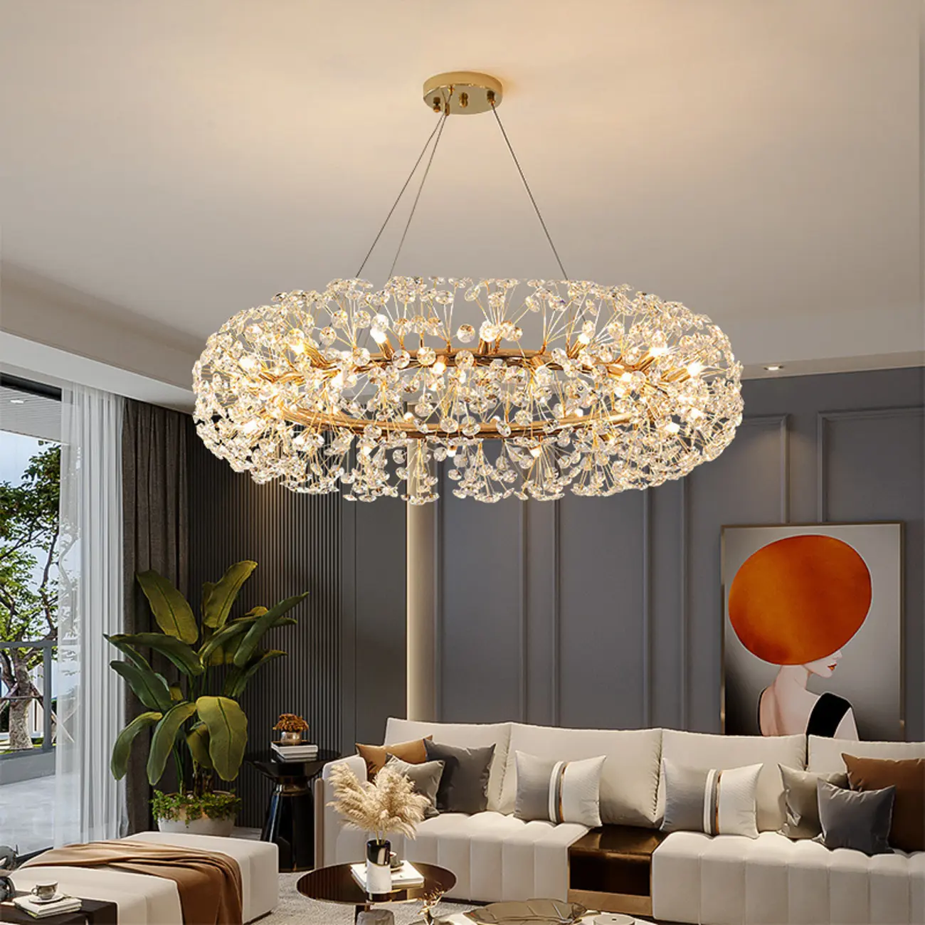 Gold Crystal Spherical Glass Modern Chandelier Light Image - 4 | homeyfad