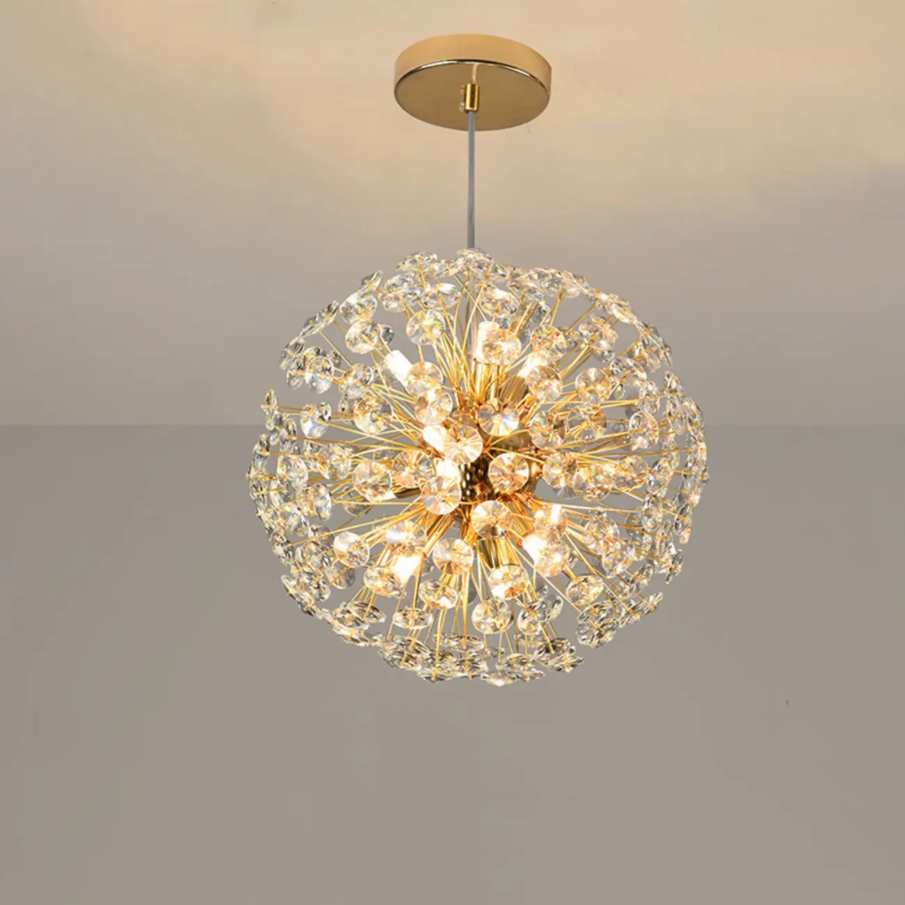 Gold Crystal Spherical Glass Modern Chandelier Light Image - 1 | homeyfad