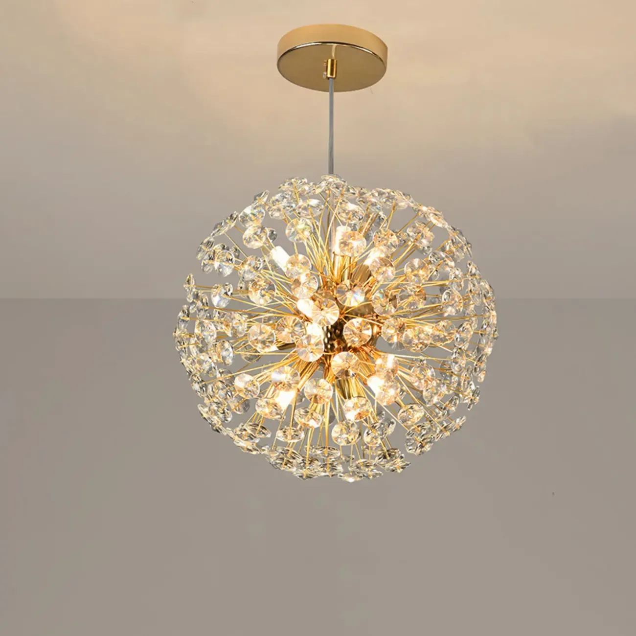 Gold Crystal Spherical Glass Modern Chandelier Light Image - 1