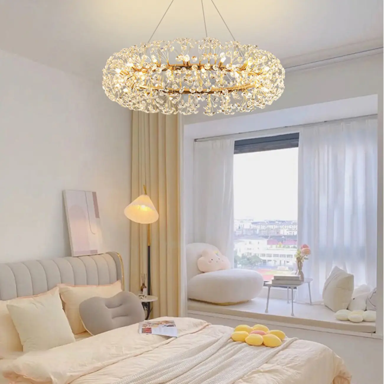 Gold Crystal Spherical Glass Modern Chandelier Light Image - 5 | homeyfad