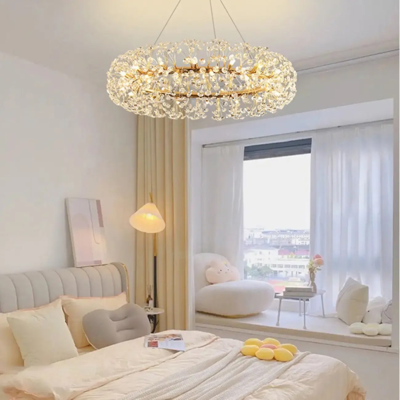 Gold Crystal Spherical Glass Modern Chandelier Light Image - 5