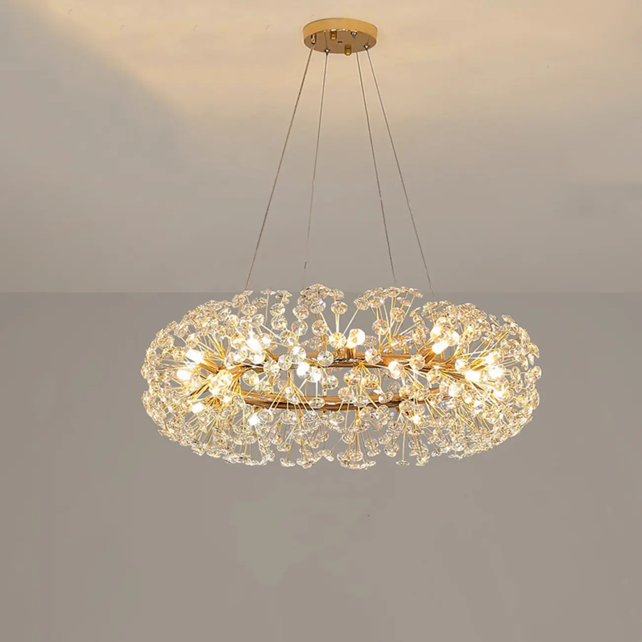 Gold Crystal Spherical Glass Modern Chandelier Light Image - 7 | homeyfad