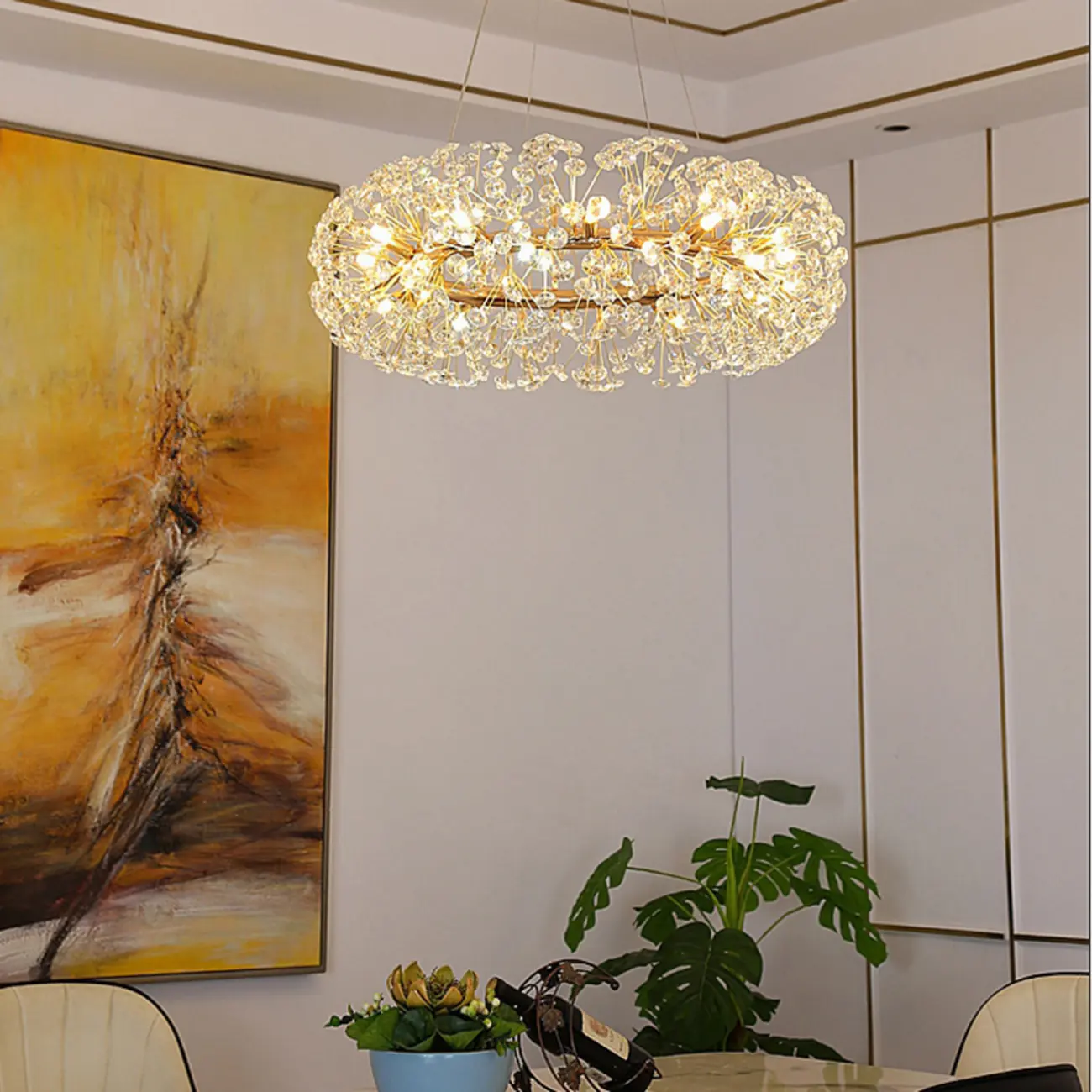 Gold Crystal Spherical Glass Modern Chandelier Light Image - 8 | homeyfad